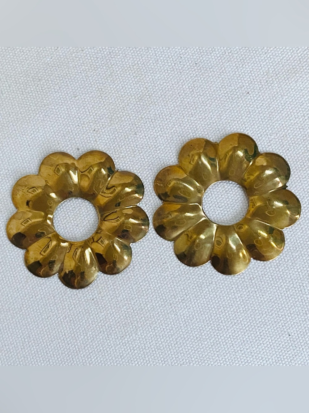 Vintage Brass Rosette Bobeches Candle Drip Plates - Pair of 2